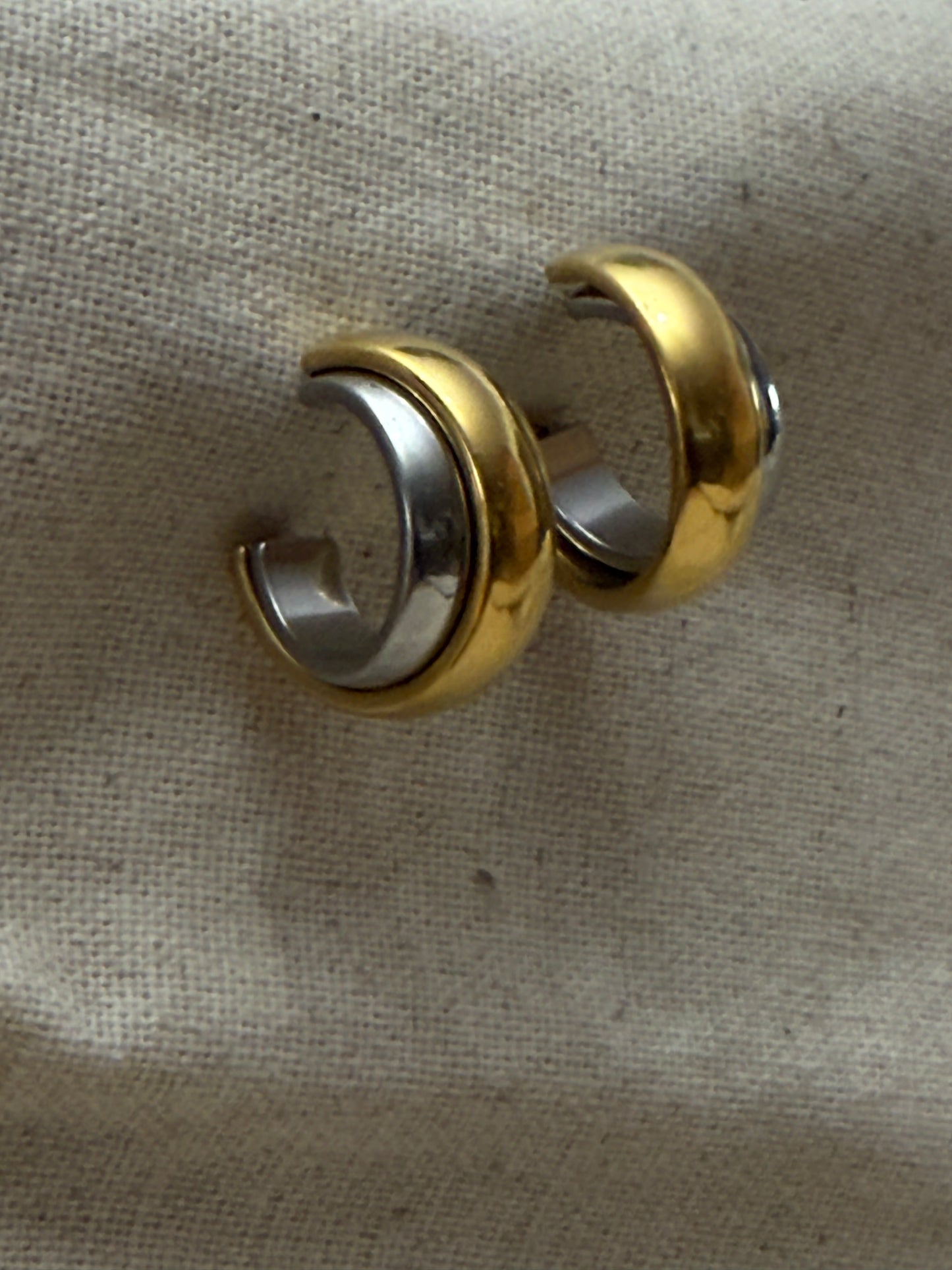 Two-Tone Layered Wide Hoop Earrings
