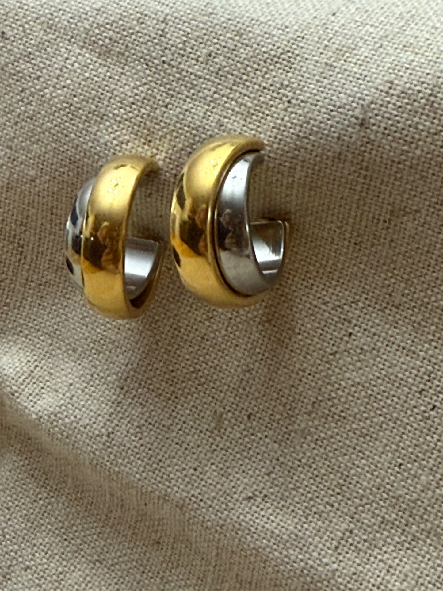 Two-Tone Layered Wide Hoop Earrings