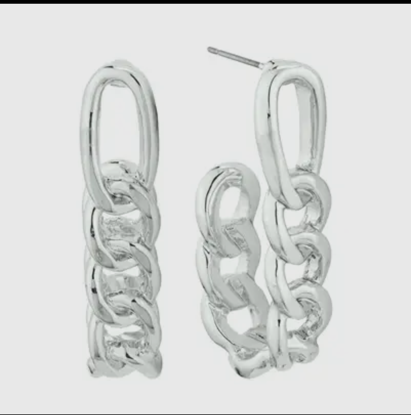 Silver Chain Skinny Hoop Earring