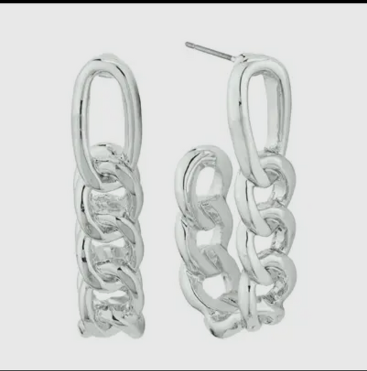 Silver Chain Skinny Hoop Earring