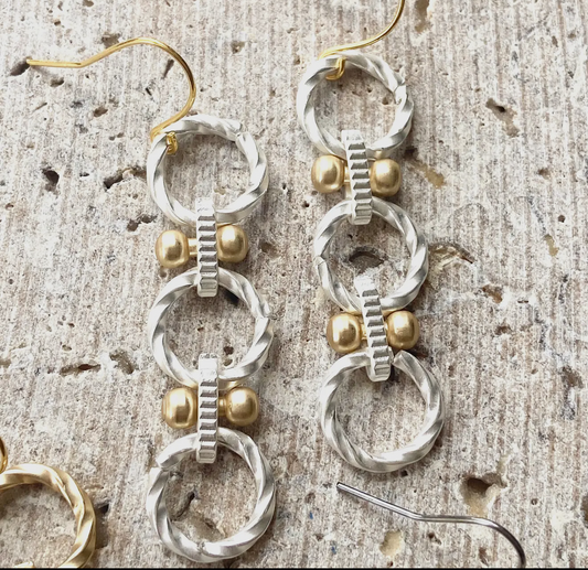 Two-Tone Chain Matte Metal Earrings
