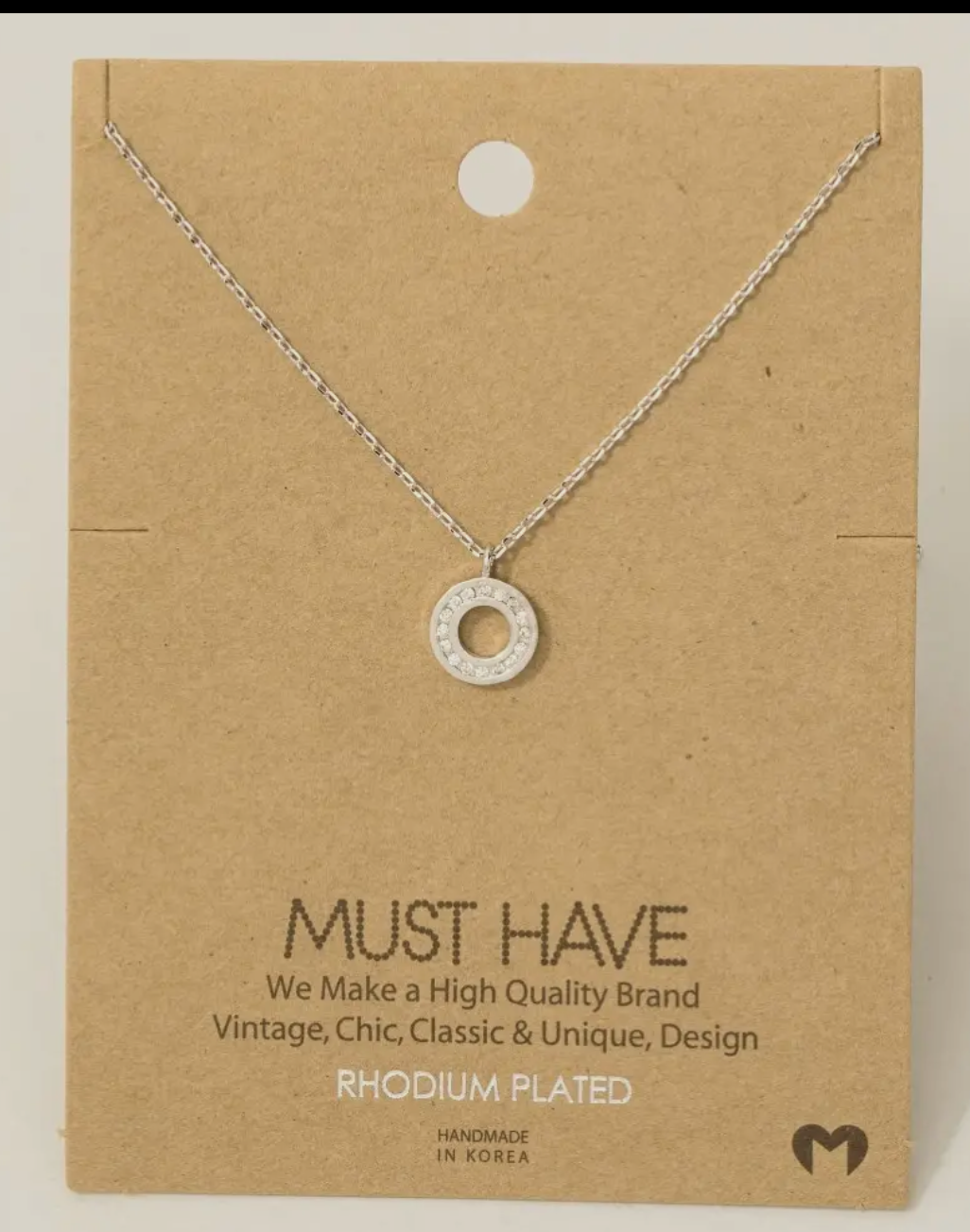 Gold Pave Circle
Pendant Necklace