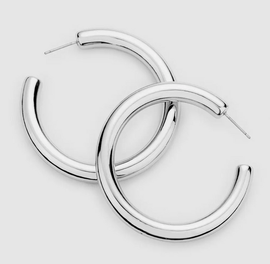 Silver Bold Metal Half Hoop Earrings