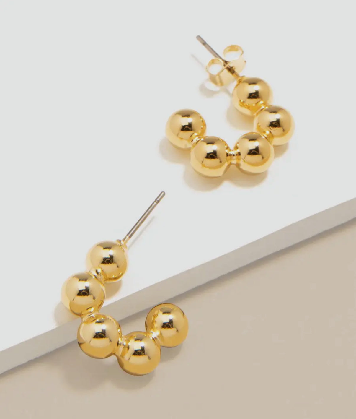 Gold Beaded Huggie Earring