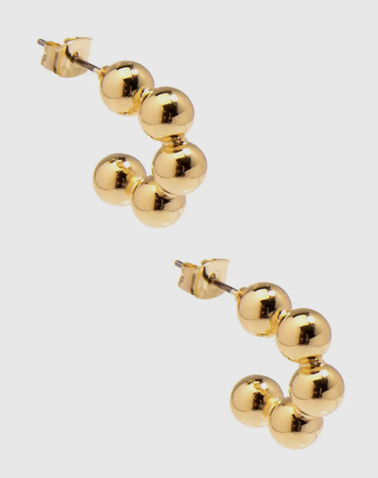 Gold Beaded Huggie Earring