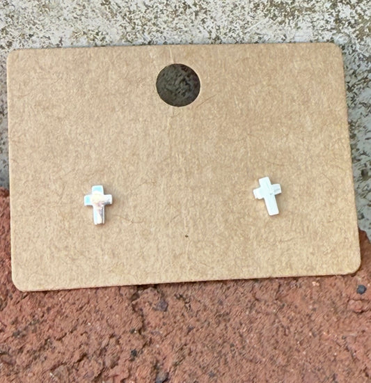 Sterling Mini Small Cross Post Earrings *Super Tiny*