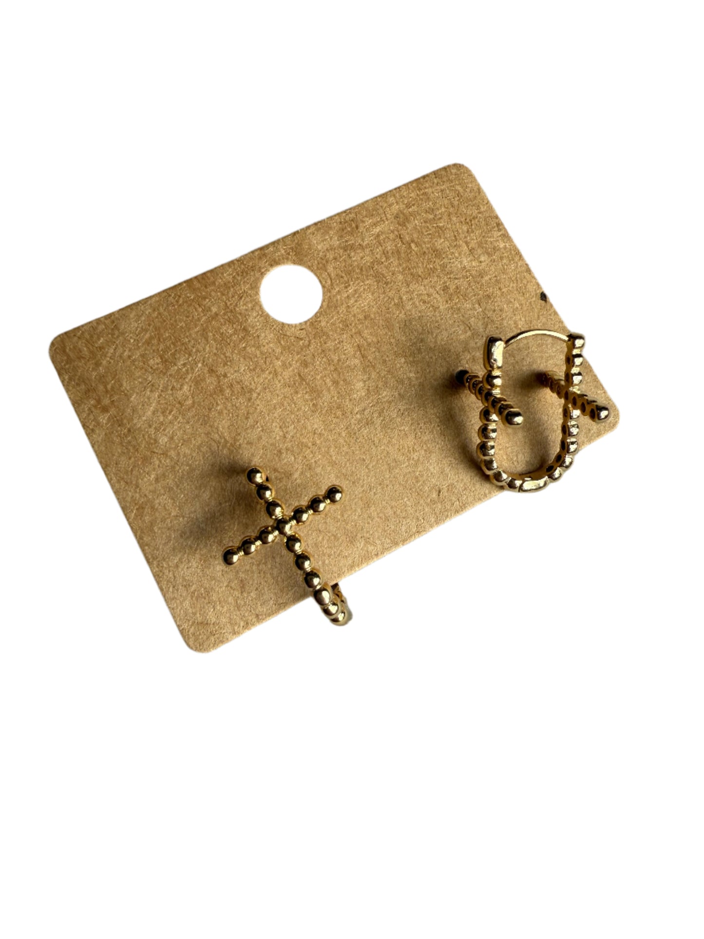 Double-Sided Gold Cross Huggie Hoop Earring