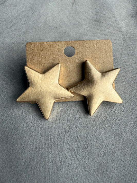 Gold Matte Star Statement Post Earrings