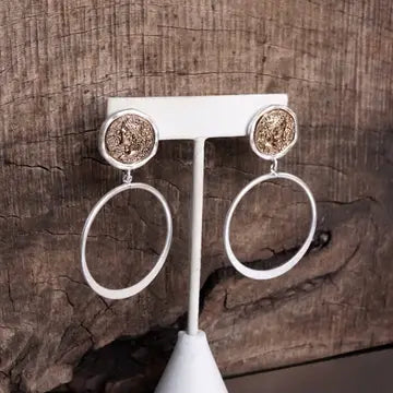 Silver Boho Two-Tone Coin & Hoop Earrings