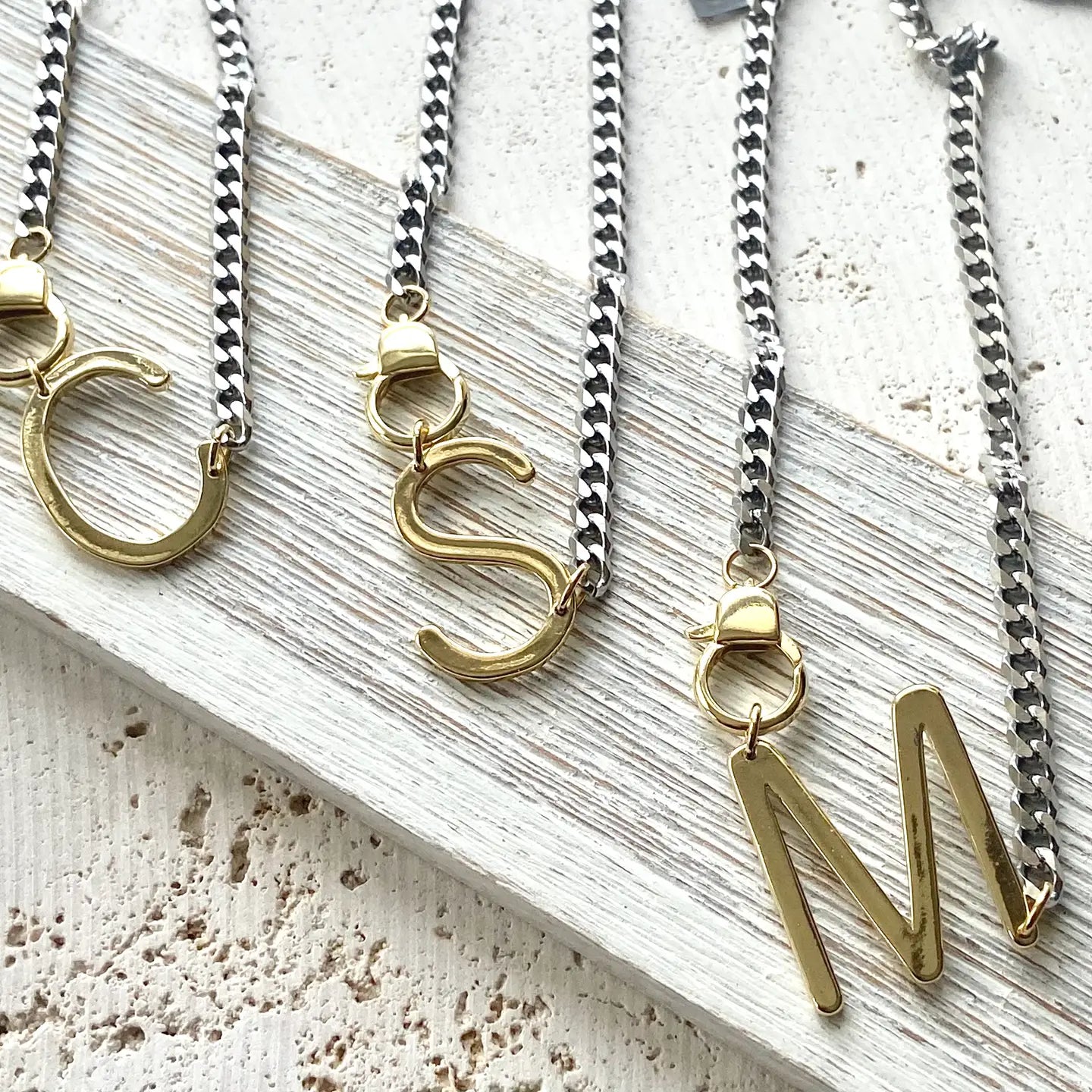 Mixed Metal Initial Statement Necklace (Instructions to order below!)