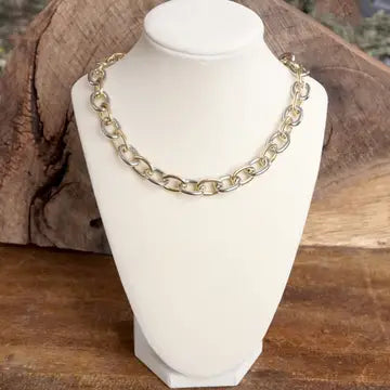 Chunky Two-Tone Chain Necklace - Perfect for Layering