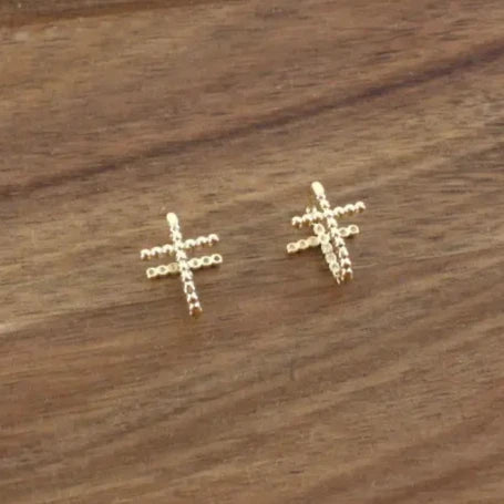 Double-Sided Gold Cross Huggie Hoop Earring