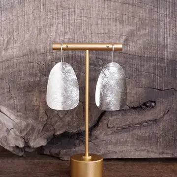 Silver Elongated Shield Minimalist Earrings