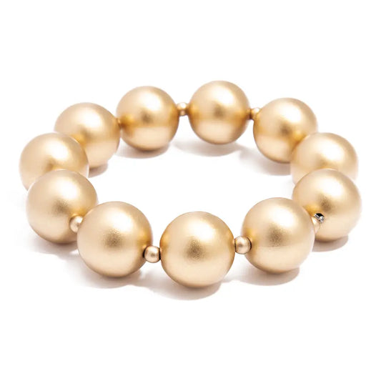 Gold Chunky Matte Stretch Bead Bracelet