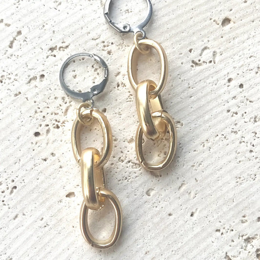 Matte Gold Chunky Chain Earrings